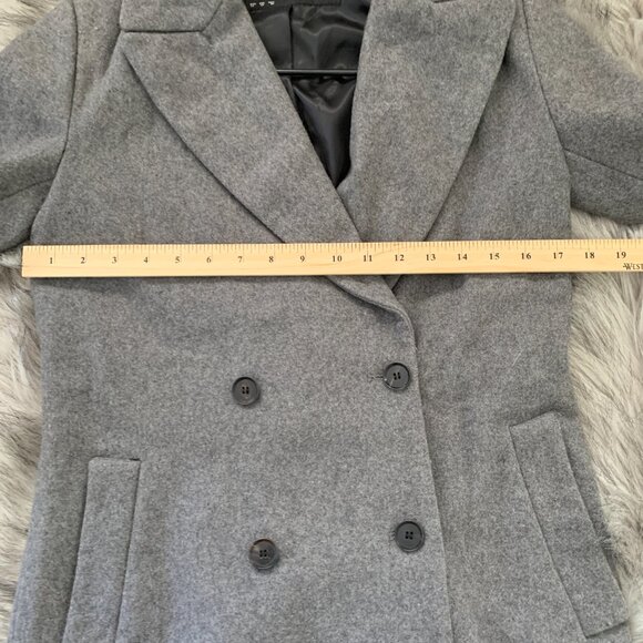 ZARA Wool Blend Double Breasted Coat 7901/222, Grey, Size XS - Picture 6 of 7